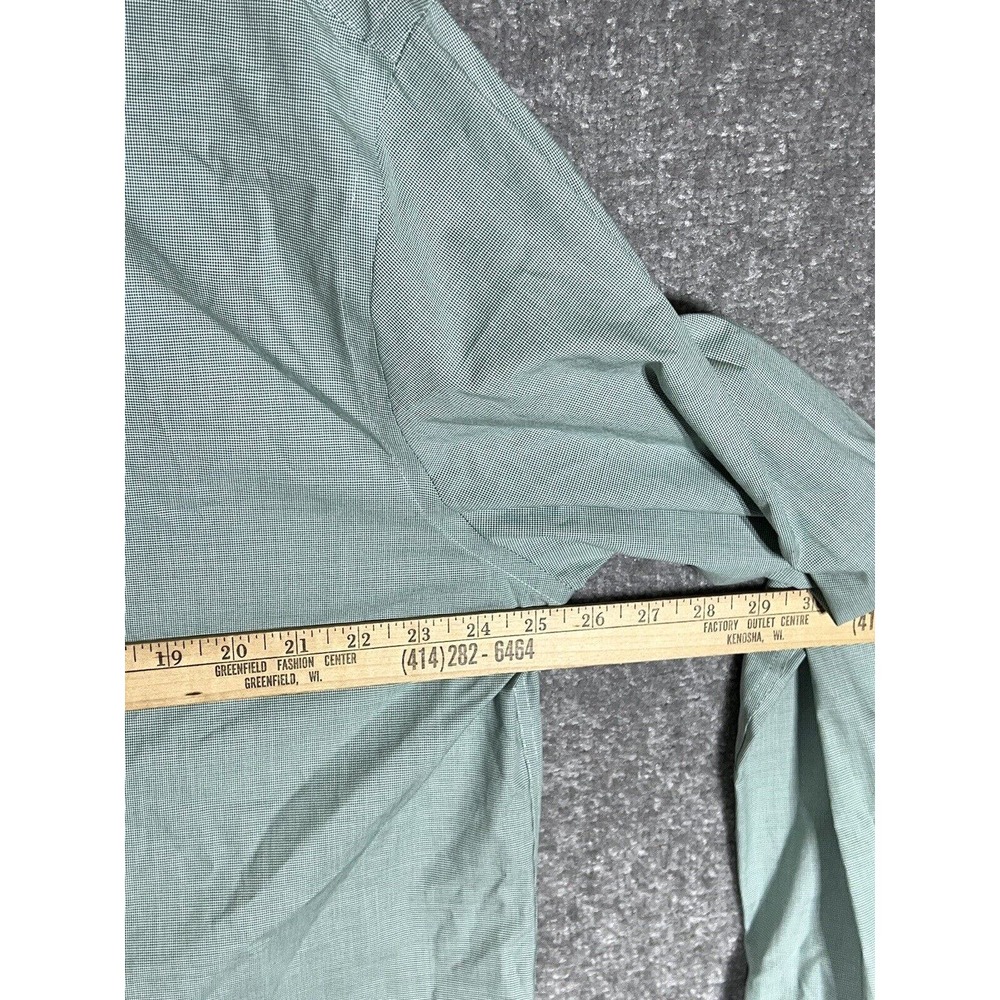 Tommy Hilfiger Shirt Mens Size 18 Slim Fit Button Up‎ Green Mini Check Cotton - Picture 8 of 10